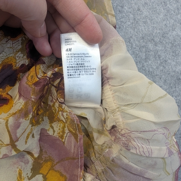 H&M Women's Multicolored Floral Transparent Sheer Top/Blouse - Picture 6 of 11